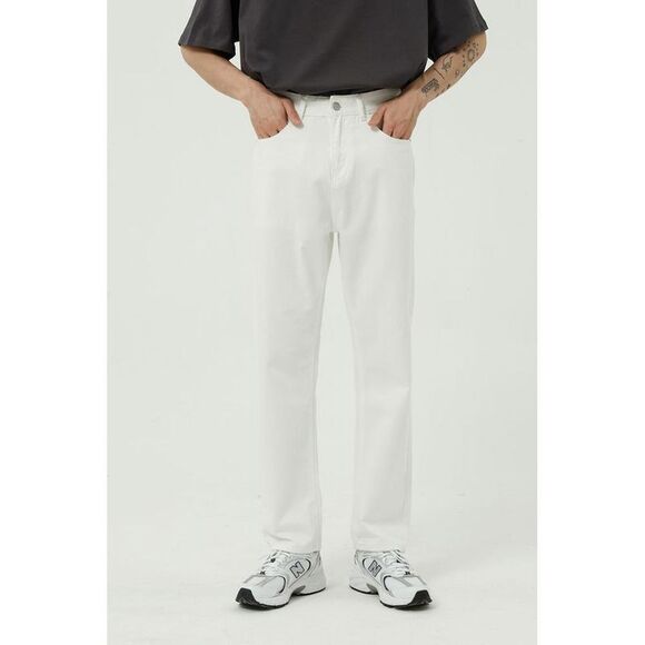 Everyday the Label Other - Everyday the Label Washed Straight-Leg Slim Jeans Men Ivory